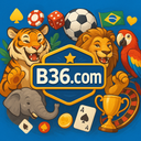 Mão segurando um celular com a interface do B36.com